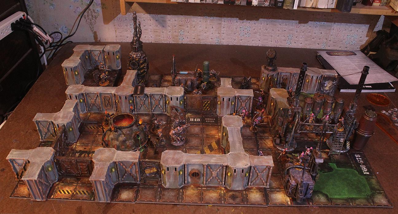 Necromunda Board Set Up With Terrain Necromunda board set up with